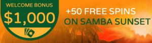 Banner with 50 freespin promotion