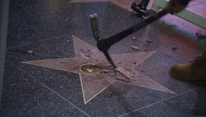 Trumps hollywood star being vandalised