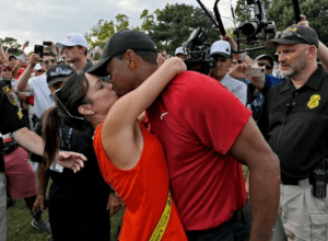 Tiger Woods kissing Erica Herman