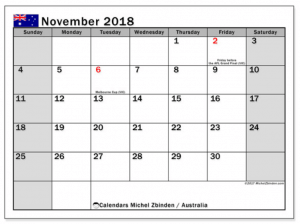 Calender in November 2018